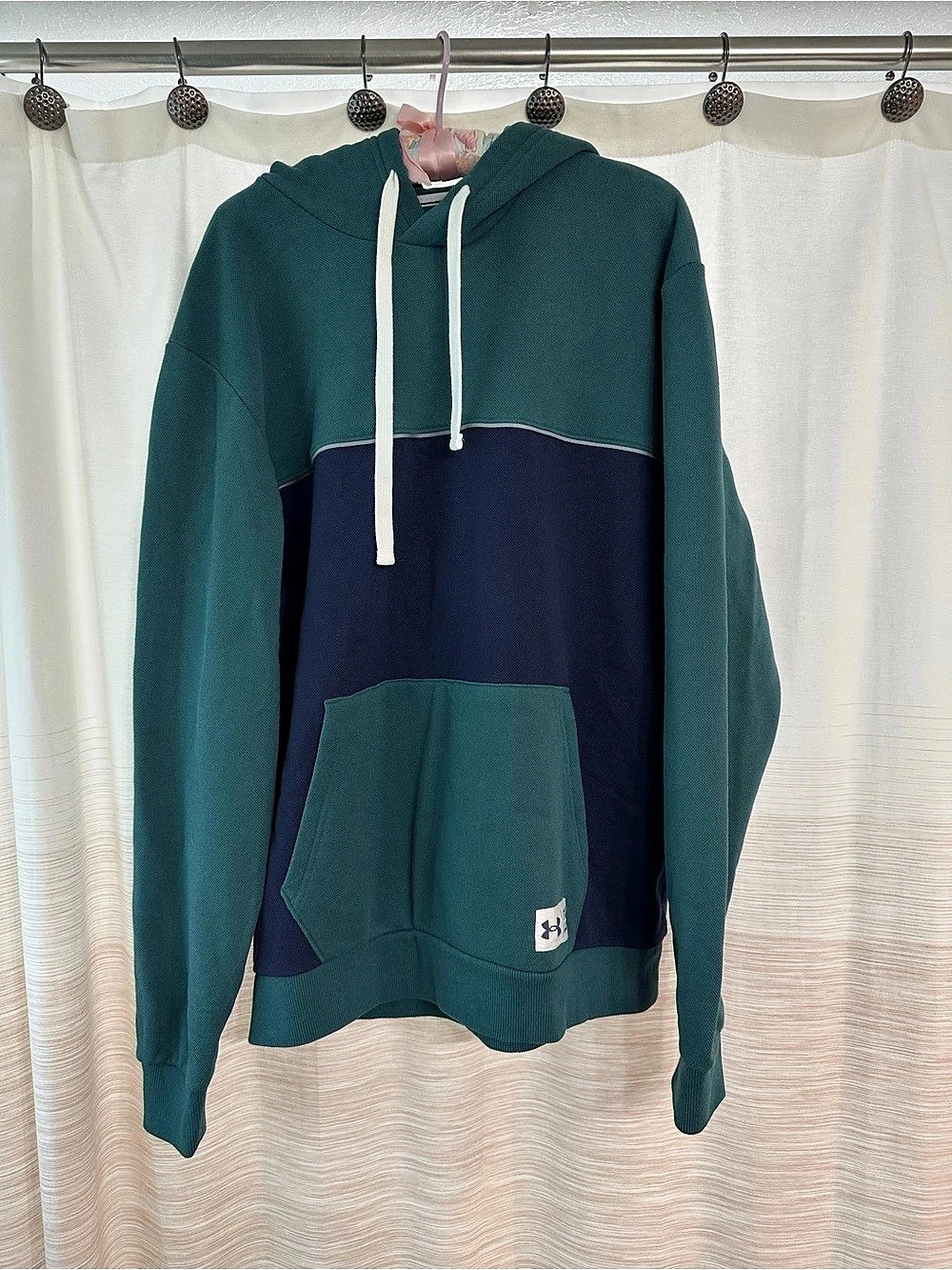 Under Armour Playback Fleece Colorblock Hoodie Green & Blue Large